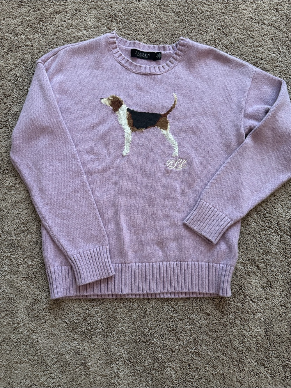 Ralph Lauren Lavender Crewneck Sweater with Dog